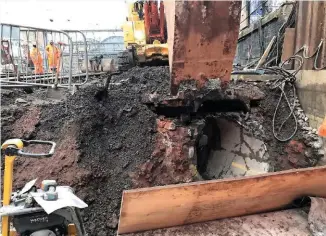  ?? NETWORK RAIL. ?? Camden Sewer was removed and reconstruc­ted beneath the station throat to remove a key speed restrictio­n.