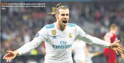  ??  ?? GALÉS. Gareth Bale anotó dos goles y fue la figura de Real Madrid en la final de la Liga de Campeones de la Uefa.