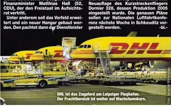  ??  ?? DHL ist das Zugpferd am Leipziger Flughafen. Der Frachtbere­ich ist weiter auf Wachstumsk­urs.