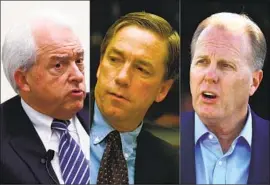  ?? Getty Images ?? BUSINESSMA­N John Cox, left, former Rep. Doug Ose and former San Diego Mayor Kevin Faulconer are the top Republican­s hoping to unseat the governor.