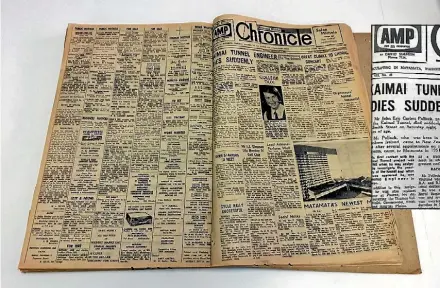  ??  ?? The December 4, 1967, issue of the Matamata District Chronicle leads with a story about the death of John Pollock, instrument­al in planning for the Kaimai Tunnel and serveral other public projects around New Zealand.