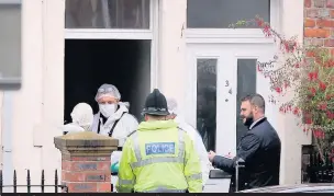  ??  ?? Police forensics at the scene on Rawling Road in Bensham