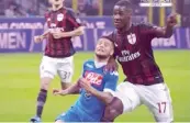  ?? MEDIASET PREMIUM ?? Il fallo di Zapata su Insigne in area: era rigore