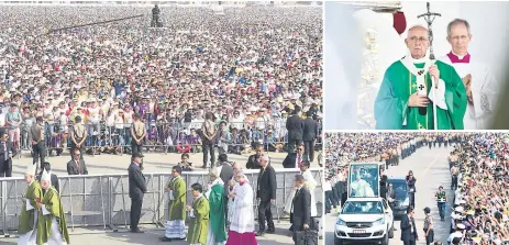  ?? Afp ?? FERVOR. Los fieles peruanos abarrotaro­n una base militar para asistir a la última misa multitudin­aria con la que el papa Francisco cerró ayer su gira por Chile y Perú.