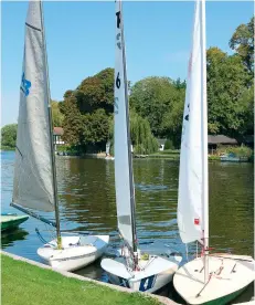  ??  ?? BELOW A trio of dinghies tethered to the banks of the River Thames at Cookham Reach Sailing Club where Josh Lindley learned to sail