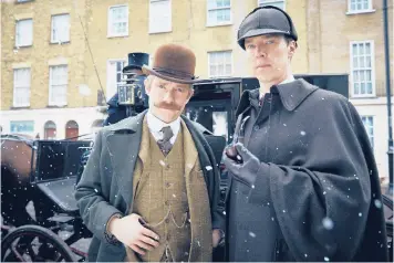  ?? FILMS AND BBC WALES BELOW: ROBERT VIGLASKY/HARTSWOOD NICK BRIGGS/PBS, CARNIVAL FILM & TELEVISION LIMITED 2011 ?? ABOVE: Martin Freeman, left, and Benedict Cumberbatc­h in “Sherlock: The Abominable Bride.” Maggie Smith in “Downton Abbey.”