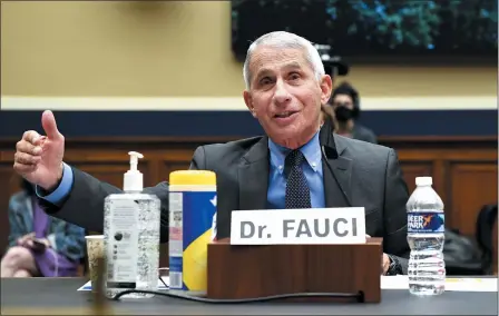  ?? KEVIN DIETSCH — POOL VIA AP ?? Director of the National Institute of Allergy and Infectious Diseases Dr. Anthony Fauci testifies before a House Committee on Energy and Commerce on the Trump administra­tion’s response to the COVID-19pandemic on Capitol Hill in Washington on June 23.