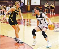  ?? Westside Eagle Observer/RANDY MOLL ?? Gentry senior Alyssa McCarty moves the ball toward the basket during play against Prairie Grove at Gentry High School on Dec. 20.