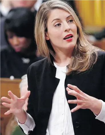  ?? FRED CHARTRAND / THE CANADIAN PRESS ?? Mélanie Joly will release her strategy for Canada’s cultural industries in a digital world on Thursday in a speech that will be live-streamed on Facebook.