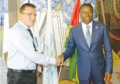  ?? (Courtesy Ziv Medical Center) ?? DR. SALMAN ZARKA, director of Ziv Medical Center, welcomes President of Togo Faure Gnassingbé.