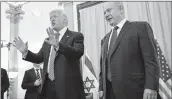  ??  ?? US President Donald Trump (L) with Israel's Prime Minister Benjamin Benjamin Netanyahu in Jerusalem on Monday
