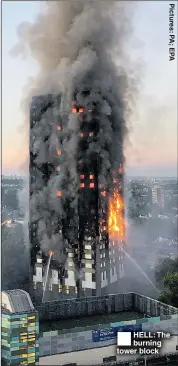  ??  ?? HELL: The burning tower block