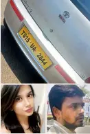  ??  ?? Top: The Uber cab which was booked from Somajiguda to Secunderab­ad. Below left: Riddhi Bharwada who booked the ride and right, the cab driver