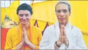  ??  ?? Lalita Shreedasi (left) with another disciple of Sai Maa in Kumbh Mela. Lalita Shreedasi will be anointed as Mahamandal­eshwar