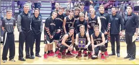  ??  ?? The Pea Ridge Blackhawks won first place in the Golden Arrow Tournament in Lavaca as they crushed Magazine 50-16, blew past defending champion County Line 48-41, then whipped the host team Lavaca 57-52 in the finals.