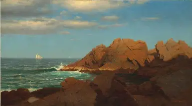  ??  ?? William Stanley Haseltine (1835-1900), Rocks at Nahant, 1864. Oil on canvas, 12 x 40 in. Promised Gift of Barrie A. and Deedee Wigmore. On view in Aesthetic Splendors: Highlights from the Gift of Barrie and Deedee Wigmore at the Metropolit­an Museum of Art.