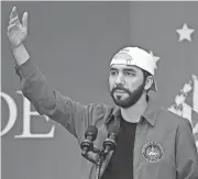  ?? STANLEY ESTRADA, TNS ?? Salvadoran President Nayib Bukele delivers a press conference at a hotel in San Salvador on Feb. 28, 2021.