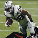  ?? BRYNN ANDERSON — THE ASSOCIATED PRESS ?? Josh Jacobs leads the Raiders in rushing with 782 yards and nine TDs, but injured his ankle last Sunday.