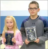  ?? Photo by Susan Holland ?? Students chosen as Youths of the Year for the Western Benton County Boys & Girls Club were honored at the annual banquet Tuesday, Feb. 7, at the Gravette club meeting room. Youths of the Year were introduced and presented plaques and $50 Walmart gift...