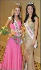  ?? Submitted photo ?? Erin Price, right, stands with Miss Midstate Outstandin­g Teen Chandler Swift after she won the title of Miss Midstate at the Harrisburg pageant in January.