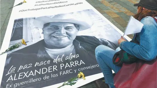  ?? / AFP ?? Alexander Parra fue el primer exguerrill­ero asesinado dentro de un ETCR. Ocurrió en octubre de 2019 en el Mariana Páez.