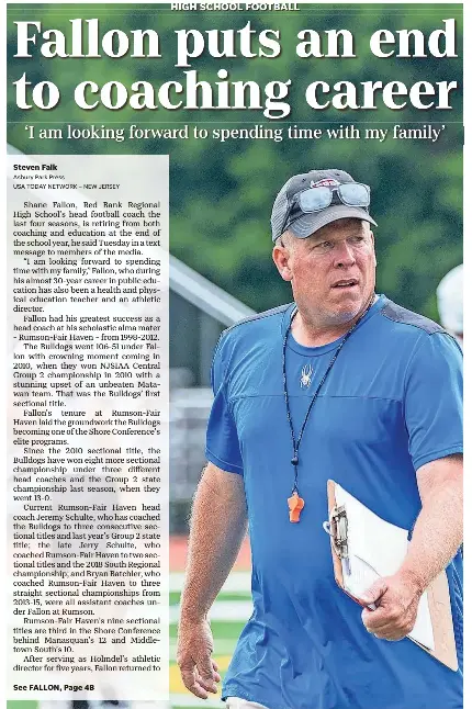 Fallon puts an end to coaching career | Asbury Park Press | PressReade­r