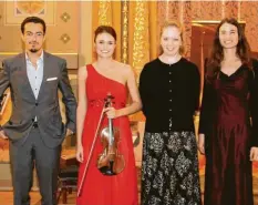  ?? Foto: Gertrud Adlassnig ?? Joseph-Maurice Weder, Heidi Schmid, Tatiana Chernichka und Susanne Schmid gaben ein eindrucksv­olles Konzert in der Synagoge.