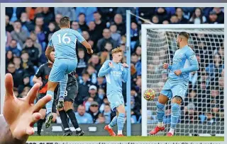  ?? ?? ROD-GLEE Rodri scores one of the goals of the season to double City’s advantage