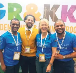  ?? ?? Dulin Sinkfontei­n, Cheslin Trompeter, Andrea Bradfield and Denver Johnson at the expo.