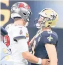  ?? DIRK SHADD/TAMPA BAY TIMES ?? The Buccaneers’ Tom Brady, left, has lost twice to Drew Brees and the Saints this season.