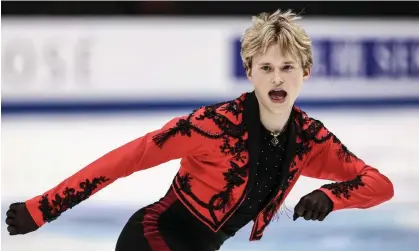  ?? Photograph: Xinhua/ Shuttersto­ck ?? Ilia Malinin of the United States performs during the short program of the Grand Prix Finals onThursday in Beijing.