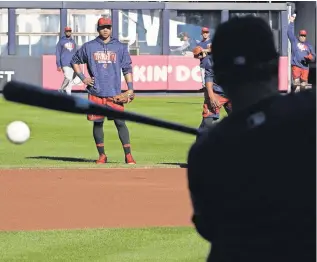  ?? FRANK FRANKLIN II, AP ?? The Minnesota Twins work out at Yankee Stadium on Monday. The Twins face the New York Yankees in the American League wild-card playoff game Tuesday.