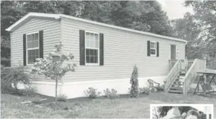  ??  ?? Gary Peterson (in hat) lives in an 800-square-foot temporary home in his daughter’s backyard.