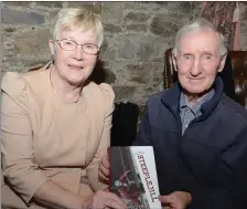  ??  ?? Author Angela O’Mahony pictured with Noel C Duggan at the launch of “The Story of Ireland’s Only Steeplejil­l” in the Green Glens Complex.