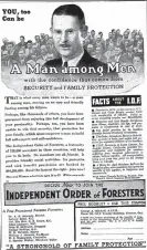  ??  ?? Toronto-based Foresters, the insurance company, once advertised in our pages with the message "white race only." If you look at the fine print from the 1937 ad, it lists prominent Torontonia­ns who were Foresters members, including Nathan Phillips (Square) and Allan Lamport (Stadium).