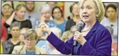  ??  ?? Hillary Clinton tries to energize the same young voters who flocked to President Obama and will offer college-funding plan Monday.