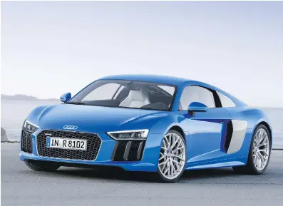  ?? PHOTOS COURTESY AUDI ?? The R8’s 610-horsepower, 5.2-litre V-10 is nothing short of intoxicati­ng.
