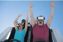 ?? SIX FLAGS NEW ENGLAND ?? Visitors ride the new Superman: The Ride Virtual Reality Coaster at the Six Flags New England park in Agawam, Mass.