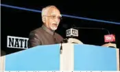  ??  ?? Vice-president Hamid Ansari addressing a function in Bengaluru on Monday