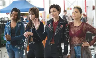  ?? Associated Press photo ?? This image released by Universal Pictures shows Venzella Joy Williams, from left, Hannah Fairlight, Ruby Rose and Andy Allo in a scene from “Pitch Perfect 3.”