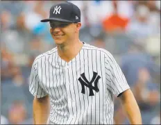  ?? Julie Jacobson / Associated Press ?? Yankees starter Sonny Gray reacts as he leaves the game during the third inning of Wednesday’s 7-5 loss to the Orioles in New York.