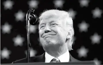  ?? ASSOCIATED PRESS ?? PRESIDENT DONALD TRUMP PAUSES while speaking during a rally Tuesday in Charleston, W.Va.