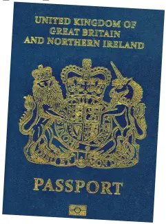  ??  ?? Back to blue: A mock-up of the new passport
