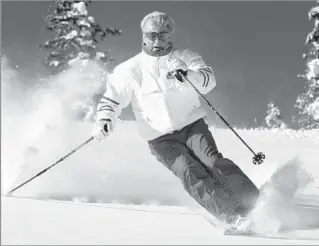  ?? Eric Schramm
Associated Press ?? ‘A TRUE INSPIRATIO­N’ Stein Eriksen skiing at Deer Valley Resort in Colorado in 2005. He captured gold in giant
slalom and silver in slalom in the 1952 Winter Games in Oslo.