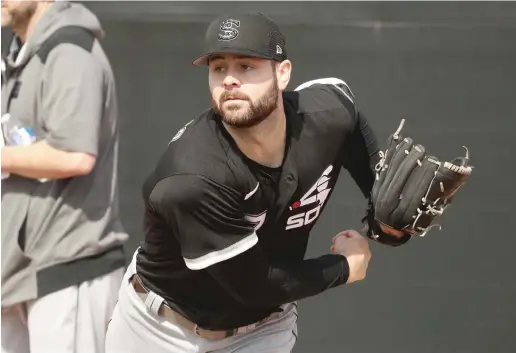  ?? JOHN ANTONOFF/SUN-TIMES ?? Lucas Giolito threw four scoreless innings with six strikeouts in a B game Thursday at Camelback Ranch against a team of Dodgers.