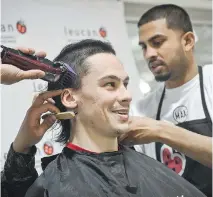  ?? CLUB DE HOCKEY CANADIENS ?? Canadiens forward Charles Hudon had maybe the best head of hair on the team before it was shaved off to benefit children fighting cancer at the Bell Sports Complex in Brossard on Wednesday.