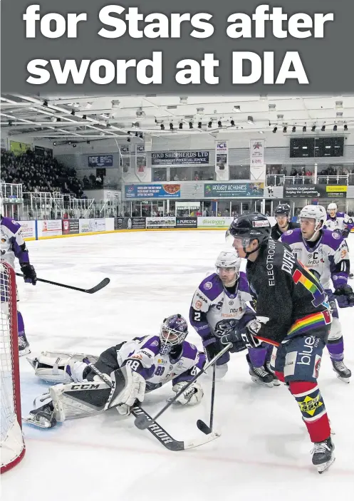  ??  ?? put to the sword in the pair’s Elite League clash at Dundee Ice Arena.