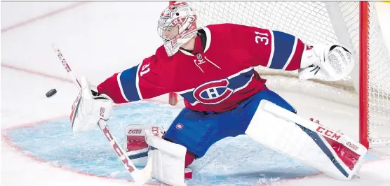  ?? PAUL CHIASSON/THE CANADIAN PRESS/FILES ?? Carey Price has led the Montreal Canadiens to an impressive lead over the Atlantic Division.