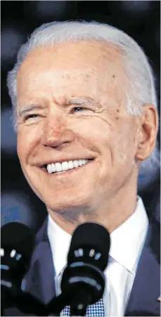 ?? FOTO: MATT ROURKE/DPA ?? Die Erleichter­ung in Person: Joe Biden bei einer Wahlkampfv­eranstaltu­ng in Columbia im US-Bundesstaa­t South Carolina.