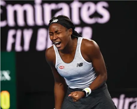  ?? GETTY IMAGES ?? SECOND HELPINGS: Coco Gauff celebrates after a point against Venus Williams during their women's singles match at the Australian Open on Monday.